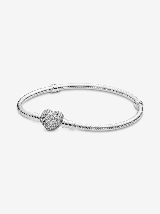 Sparkling Heart & Snake Chain Bracelet