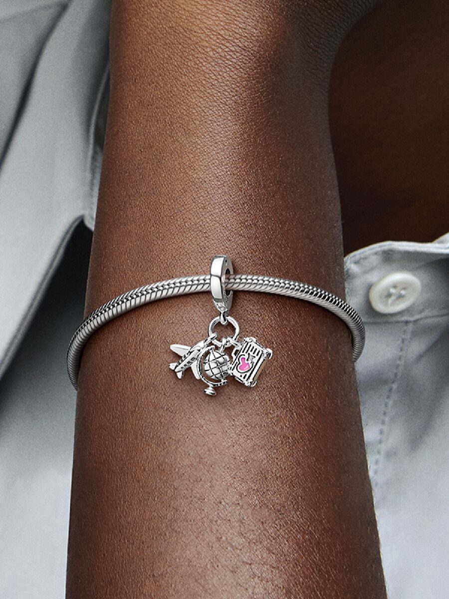 Airplane, Globe & Suitcase Dangle Charm