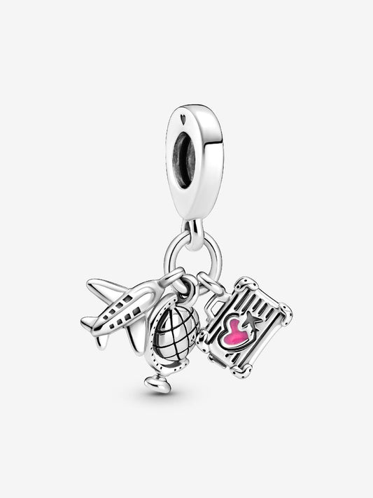 Airplane, Globe & Suitcase Dangle Charm